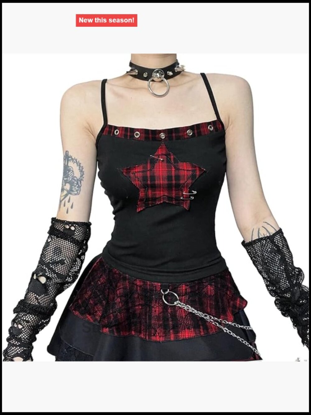 Gothic Crop Top Spaghetti Strap Camisole Backless Tank Vest Stars Y2K